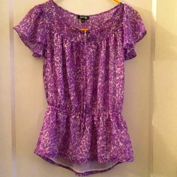 Apt 9 Floral Print Tie Front Peplum Blouse - Picture 4 of 6